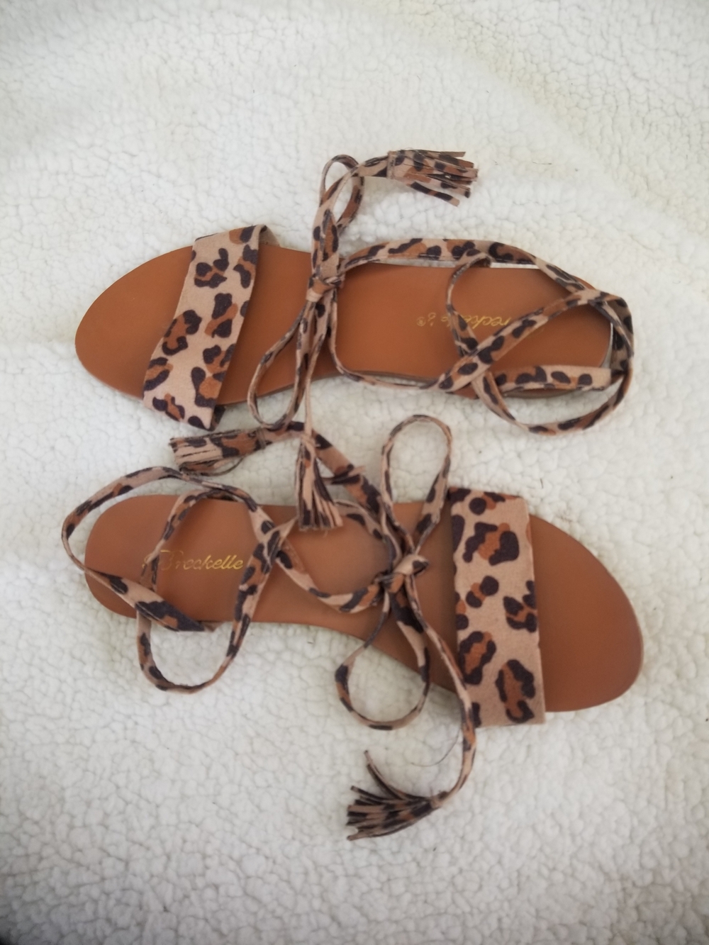 Leopard Print Lace-Up Breckelle's Flat Sandals